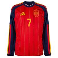 Adidas Ispanija 26 Namų Ispanijos rinktinė Pasaulio taurė Ferran Torres 7 Greitai džiūstanti Namų Slim Fit Dryžuoti ilgomis rankovėmis Futbolo marškinėliai Gerbėjų versija JZ5786-7 M