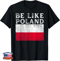 Būk kaip Lenkija Pusė Lenkijos JAV JAV Polska Marškinėliai M red