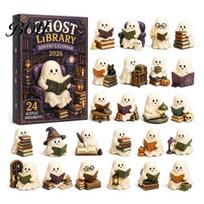 Halloween Countdown Ritual Advent Calendar, 24-Day Acrylic Ghost Figure Set Retro Gift Box Packaging with Diverse Themes, Cute Desk Decor, Collectible D