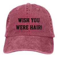 Wish You Were Hair Funny Bald Gift for Unisex Trucker Hat Distressed Denim Washed Baseball Caps Vintage Adjustable Fit Headwear One Size brown