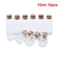 10 vnt mini stikliniai buteliai su kamštiniu kamščiu, skaidraus butelio buteliuko vestuvių dekoracija 8ml-10pcs white