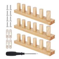 Stambaus siūlo antklodės staklės Medinis mezgimo staklių rinkinys Reguliuojamos DIY metamosios antklodės staklės pradedantiesiems Stambaus siūlo mezgimas 3pcs beige