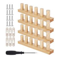 Stambaus siūlo antklodės staklės Medinis mezgimo staklių rinkinys Reguliuojamos DIY metamosios antklodės staklės pradedantiesiems Stambaus siūlo mezgimas 4pcs beige