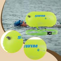 Swim Buoy Float Bubble Tow Lightweight Double Air Bag,Swimming with Waist Belt for gray