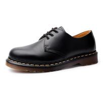 1 low-top Martin small leather shoes women's large size pure black round head men's couple casual tooling shoes 47 black