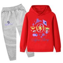 PB1314 Multi-color Kids Girls KATSEYE Print Long Sleeves Hoodie Pants Trousers Sets 150cm gray