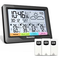 Weather Station Indoor/Outdoor Wireless Sensors Digital Thermometer Hygrometer LED LCD Display Thermometer With 3 Remote Sensors juoda