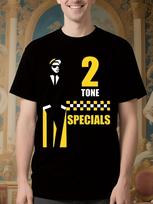 The Specials 2 Tone Ska Dub Graphic Tshirt - Yellow Check... L beige