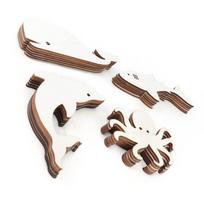 24Pcs Wood Slices Cartoon Marine Animal Shape DIY Pendant Hand Made Crafts Decoration brown