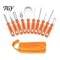 Fruit And Vegetable Carving Set Halloween Pumpkin Tools Kit, Stainless Steel Blades Anti-slip Cutter Handles Cutters, Manual DIY Jack-O-Lanterns 7pcs orange