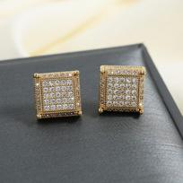 ZAKOL Buling Zirconia Earrings for Men Iced Out Micro Full Paved CZ Crystal Copper Earring Fashion Hip Hop Jewelry gray