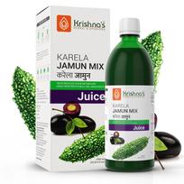 Krishna Karelos ir Žemuogės sulčių mišinys - 1000 ml | Šviežia Karela ir Žemuogės sėklos | Ajurvedinė formulė cukraus lygiui palaikyti | Praturtintas vitaminu C
