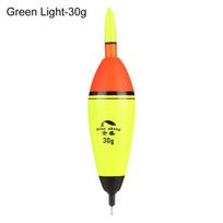 5g-100g Electronic Plastic Buoyancy Eva Foam Bobber Fishing Night Float Ball Boia Green Light-30g