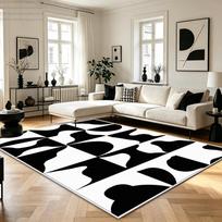 Juodas Baltas Modernus Nordic Abstraktus Geometrinis Kilimas Svetainės Namų Dekoras Didelis Kilimas Minkštas Neslystantis Miegamojo Plaunamas Grindų Kilimėlis 1.9x2.9ft(60x90cm) white