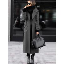 Autumn Winter Women's Fashion Casual Long Woolen Coat, Plus Size Oversized Wool Overcoat Outwear M pilka spalva