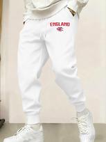 Brit-eng Men Jogger Pants Pocket England Flag Typography Art, Leg British Nation Flag Graphic, Ribbed Ankle Sweatpants for Trendy Daily Fits 2XL balta