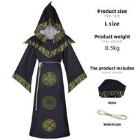 Fantazijos burtininko chalatas Cosplay kostiumas Helovinui ir scenos pasirodymams, pagamintas iš poliesterio XS geltona