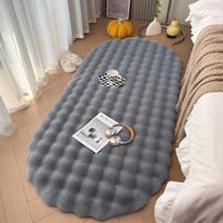 Naujas ovalus triušio kailio pliušinis kilimas miegamojo kilimėlis žiemai purus putplasčio kilimėlis lovos šoninis kilimėlis plaunamas 50x120cm oval pilka spalva