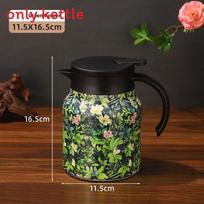 Modernus minimalistinis 316 nerūdijančio plieno termosinis arbatinukas su temperatūros indikatoriumi namų naudojimui Green Flower,1000ml