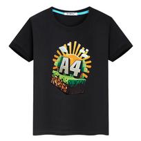 Prekės A4 ėriuko rašto marškinėliai berniukui 10 metų Viršutiniai 100% medvilniniai marškinėliai Vlad A4 anime Trumpi pride marškinėliai y2k vienetiniai mergaičių drabužiai 150 juoda