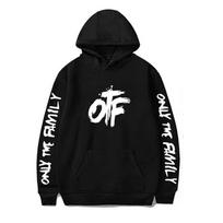 Unisex OTF spausdintas hip-hop stiliaus laisvalaikio sportinis džemperis su gobtuvu S juoda