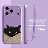 Cartoon Black Cat Fashion Case for Apple iPhone 17 Pro Max XS XR 7 8 13 Mini 16 Air 11 12 Plus 15 Phone Cover iPhone17 Pro gray
