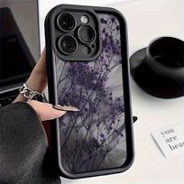 Phone Case For Xiaomi Redmi 14C 13 13C 12 12C K50 K40 10C 10 9T 9C 9A K30 4G 5G Soft TPU Black purple floral branch pattern Redmi K30 Ultra 5G gray