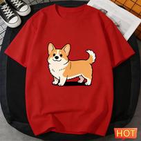 Cute Corgi Graphic T Shirts Summer Fashion Short Sleeve Funny Dog 3D Printed Crew Neck T-shirts Loose Breathable Unisex Tees 6XL black