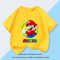 Super Mario Bros Childrens Cartoon Short Sleeved Tshirt Summer New Top 160 yellow
