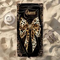 Luxury Queen Leopard Bow Beach Towel Microfiber Gold Black Bath Towels Large Shawl Wrap Quick Dry Blanket For Women Gift 130x80cm gray