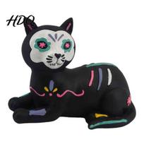 Day of The Dead Themed Party Props Cat/Dog Ornament Resin Fade Resistant Handcrafted Craft Gifts Figurine Hand Painted Statues for Festive Halloween Cat black