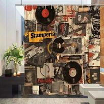 Vintažinis Muzikinis Roko Vinilo Pop Art Dušo Užuolaida Vandeniui Atsparus Vonios Dekoras Grunge Plakatas Dušo Užuolaidos Pamušalas Muzikos Mėgėjams Ho 90x180cm35x71in gray
