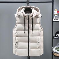 Men's Vest Hooded Thickened Autumn and Winter Casual Men's Vest Jacket Fashion Waistcoat Warm Cotton Coat 6XL
