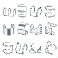 12pcs Stainless Steel Fashion Modern Ear Cuff Jewelry Women sidabras