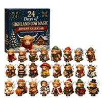 Holiday Countdown Gift Box 2026 Christmas Advent Calendar, 24-Day Acrylic 2D Ornament Set with Tree Pendant Animal Figures, Hanging Decor, for D black