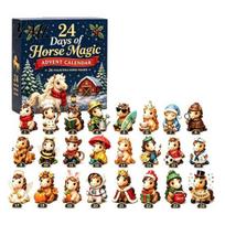 Holiday Countdown Gift Box 2026 Christmas Advent Calendar, 24-Day Acrylic 2D Ornament Set with Tree Pendant Animal Figures, Hanging Decor, for B gray