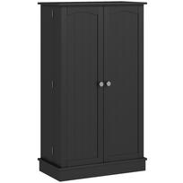 Virtuvės sandėliuko spintelė su 2 durelėmis ir 16 lentynų Moderni spintelė su reguliuojamomis lentynomis 60x30x104cm Juoda