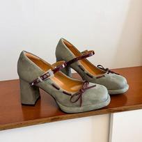 Spring New Platform Thick Heel Women Mary Jane Shoes Fashion Butterfly-knot Buckle Strap Lolita Shoes Ladies Elegant Dress Pumps 39 žalia