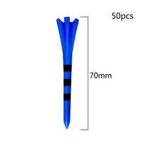 50 vnt. golfo kuoliukų, plastikiniai, nedūžtantys, su 5 šakutėmis, su spalvotomis juostelėmis, 83 mm, 70 mm ilgio, kamuolio laikiklis, mažos trinties, mažesnis pasipriešinimas blue