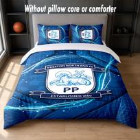 Preston North End Football Design Bed Bedding Set 1 Duvet Cover + 2 Pillowcases Soft Breathable Household Bed Linens 135cm*200cm gray