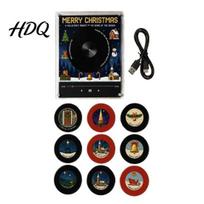 Mini patefono magnetas šaldytuvui Kalėdoms Helovinui su 9 programuojamais įrašais, su NFC garso žinutės funkcija, vinilo plokštelių šaldytuvo magnetas, A black