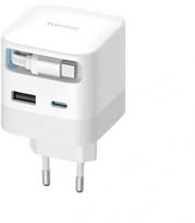 charger Cuktech Sieciowa 67 W GaN 2x USB-C + USB-A ze zwijanym kablem USB-C 70 cm - White (AD653W) | AD653W | 6977556351761