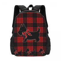 Black Scottie Dog Plaid Tartan Scottish Terrier Lover Backpack Hot Sale Daypack BookBag School Bag Shoulder Bags for Men Women One Size black