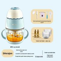 Kūdikių maisto ir košės gaminimo aparatas: Mėsos malūnėlis ir mažas buitinis procesorius su kištuku 24-Rib Glass Cup with Seamless 316 Steel Knife