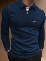 Stilingi ilgomis rankovėmis polo marškinėliai su geometrinėmis juostelėmis, madingas laisvalaikio viršus 5XL black
