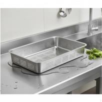 Stainless Steel Colander Fast Draining Rectangular Drain Basket Commercial Grade 32x22x10cm gray