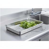 Stainless Steel Colander Fast Draining Rectangular Drain Basket Commercial Grade 40x30x7cm