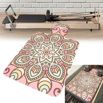 Pilates Mat Reformer, for Suede, Black Rubber Bottom, Reformer Blanket Style D beige