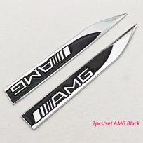 2 vnt. 3D metalinis automobilio sparno šoninis ženklelis Mercedes AMG logotipas Ženklelis Lipdukas Mercedes Benz AMG B C E G klasės GLB GLC GLK GLE AL8 white