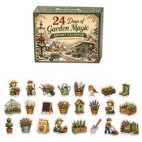 Garden Advent Calendar -Day with Flat Acrylic Hanging Ornaments for Holiday Countdown One Size beige